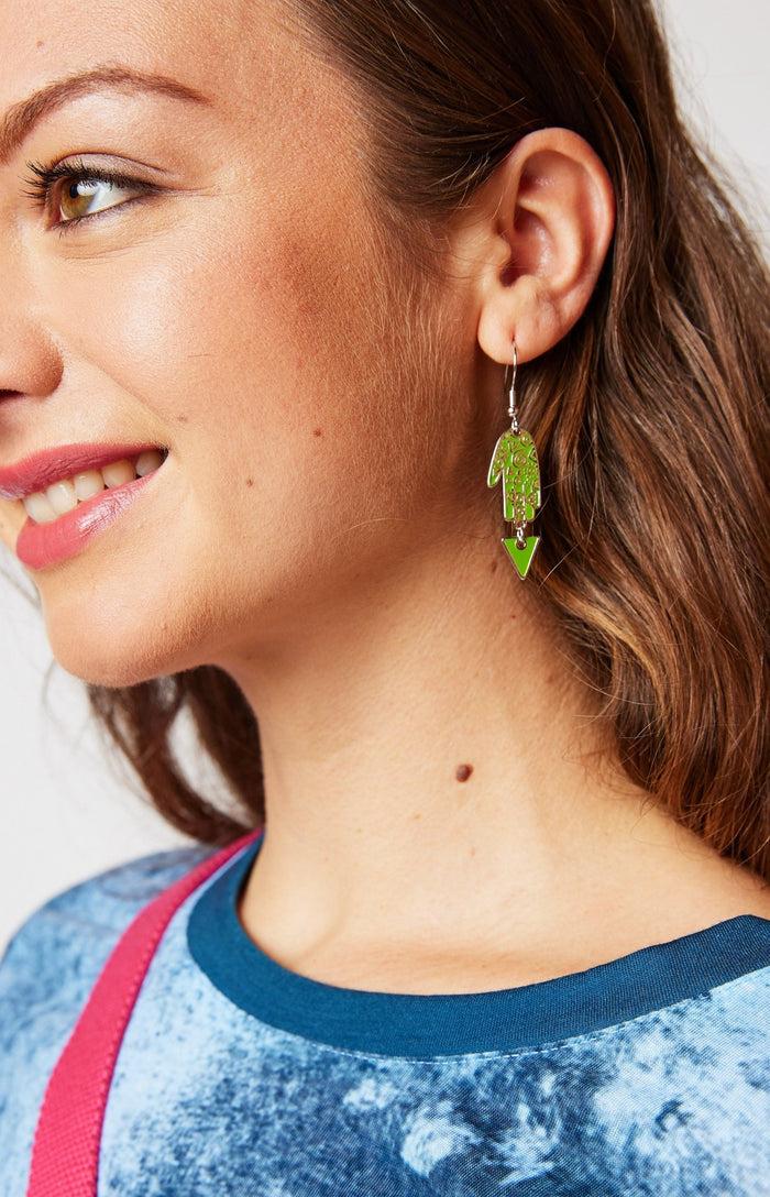 Laurel Burch Healing Hands Earrings - Green