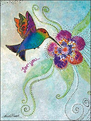 laurel burch Hummingbird Birthday Card - Single