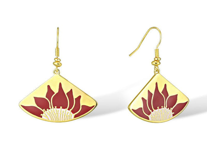 laurel burch Lotus Earrings - Gold/Red