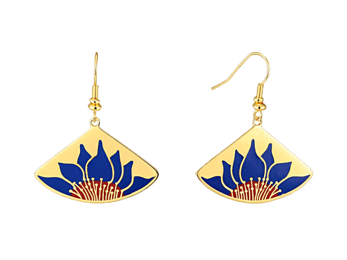 laurel burch Lotus Flower Earrings - Gold/Blue