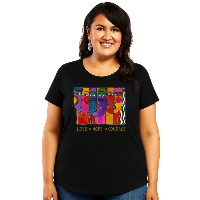 Laurel Burch Love • Hope • Courage T-Shirt - Black