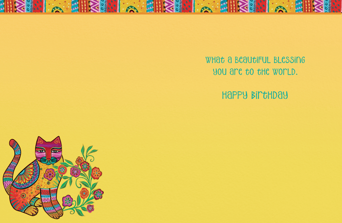 Laurel Burch Maya Cat Birthday Card - Single