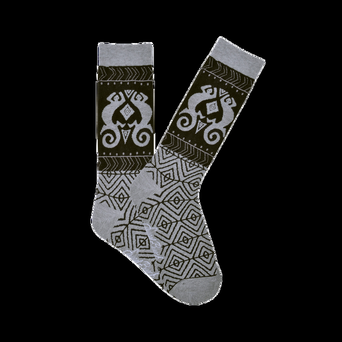 Laurel Burch Men's Lizards Crew Socks - Grey