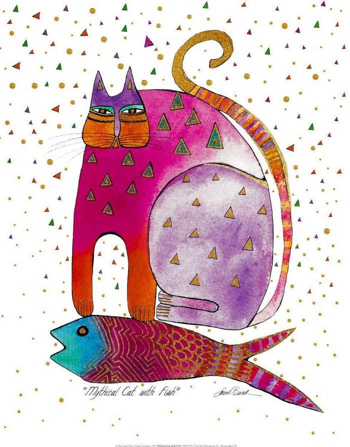 laurel burch Mythical Cat & Fish Print 16" x 20"