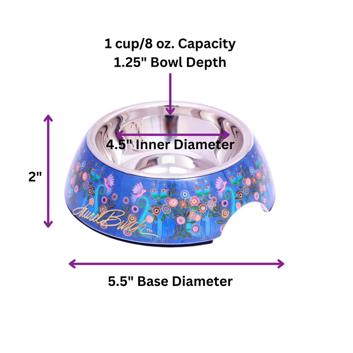 Laurel Burch NEW Cerulean Cat Pet Bowl