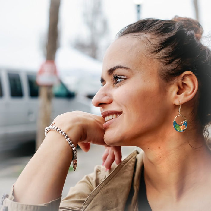 Laurel Burch Nile Bird Earrings - Teal