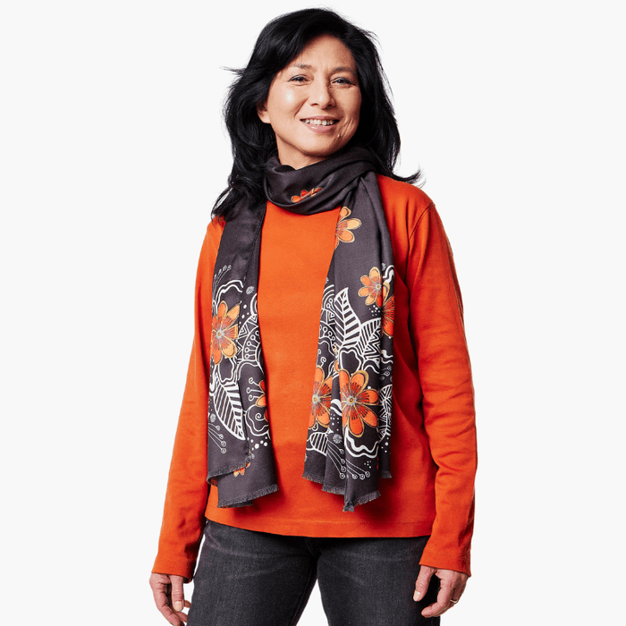 Laurel Burch Orange Blossoms Silky Oversized Shawl