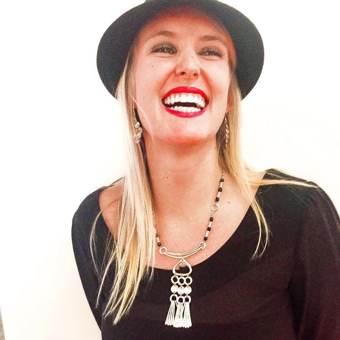 Laurel Burch Painted Ladies Small Necklace - Silver