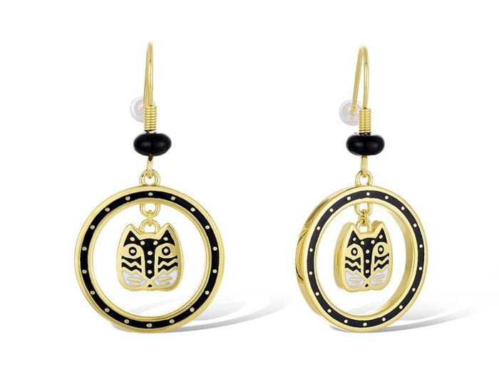 laurel burch Polka Dot Gatos Drop Earrings