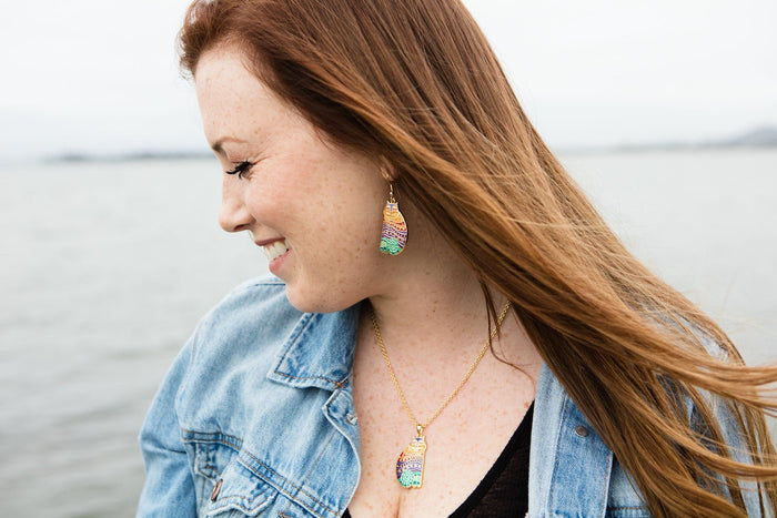 Laurel Burch Rainbow Cat Earrings