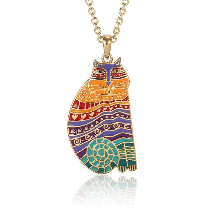 laurel burch Rainbow Cat Necklace