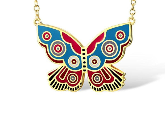 laurel burch Summer Butterfly Necklace - Blue/Pink