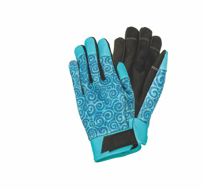 laurel burch Swirls Work Gloves - Teal/Black