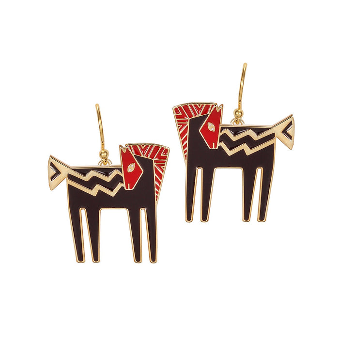 laurel burch Temple Horse Earrings - Gold/Black