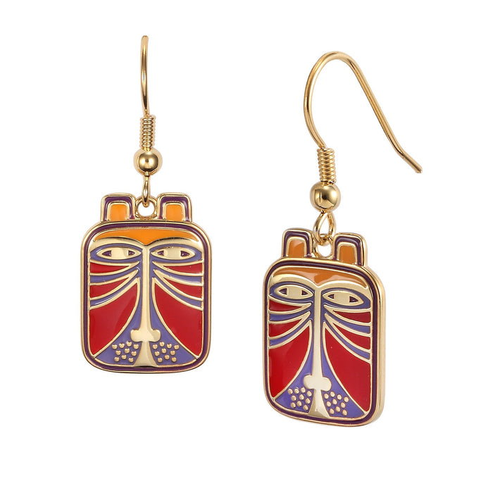 laurel burch Toshio Cat Face Earrings - Gold/Red