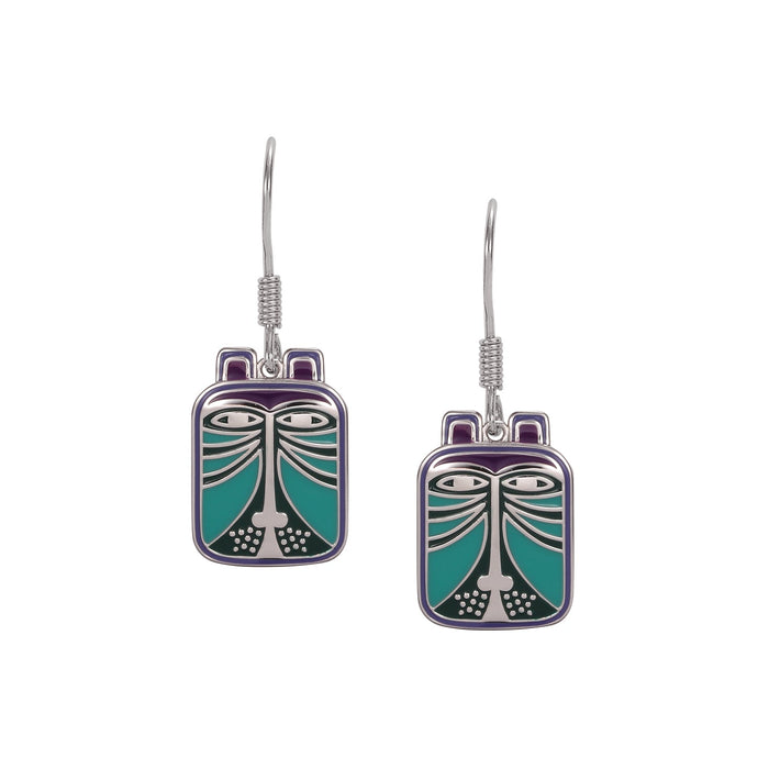 laurel burch Toshio Cat Face Earrings - Silver/Teal