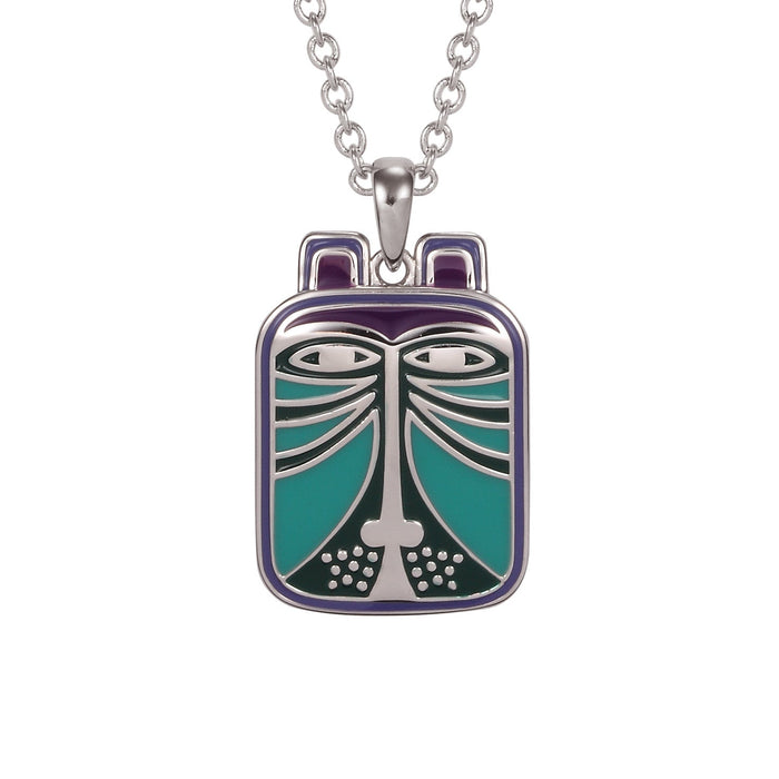 laurel burch Toshio Cat Face Necklace - Silver/Teal