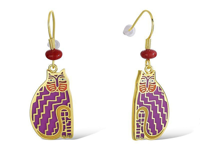 laurel burch Tribal Cat Earrings - Fuchsia