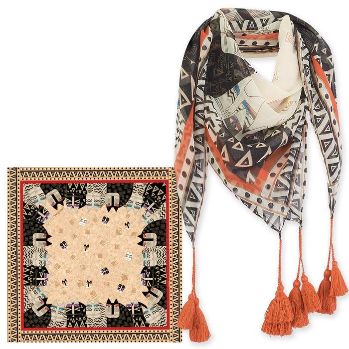 laurel burch Wild Cats Scarf with Tassels - Black
