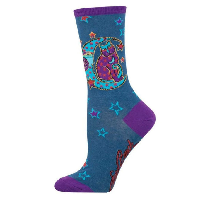 laurel burch Women's Moonside Cat Crew Socks - Teal