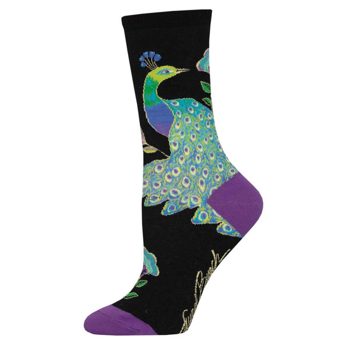 laurel burch Women's Peacock Crew Socks – Black