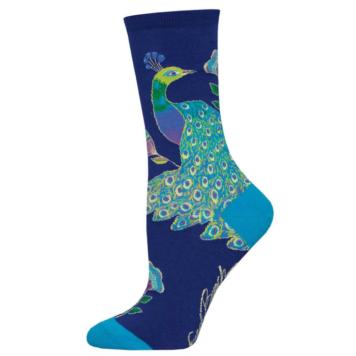 laurel burch Women’s Peacock Crew Socks – Blue