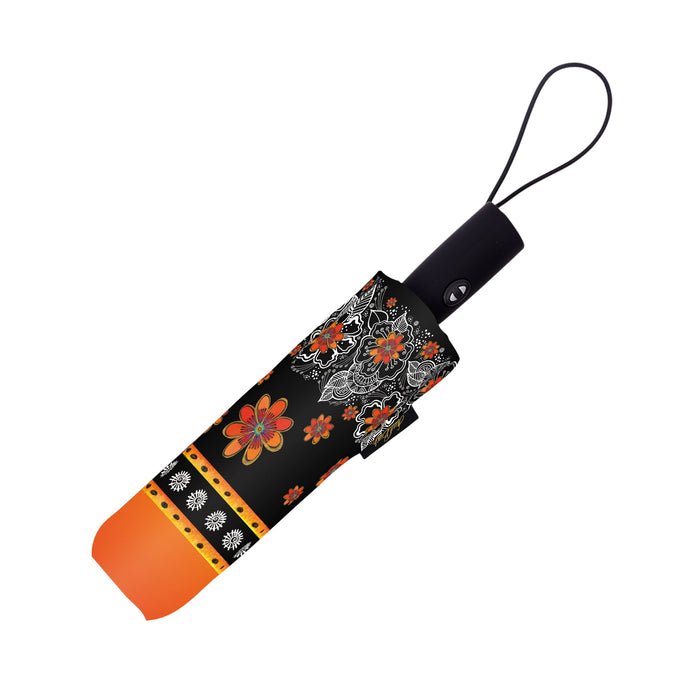 Laurel Burch Orange Blossoms Folding Travel Umbrella