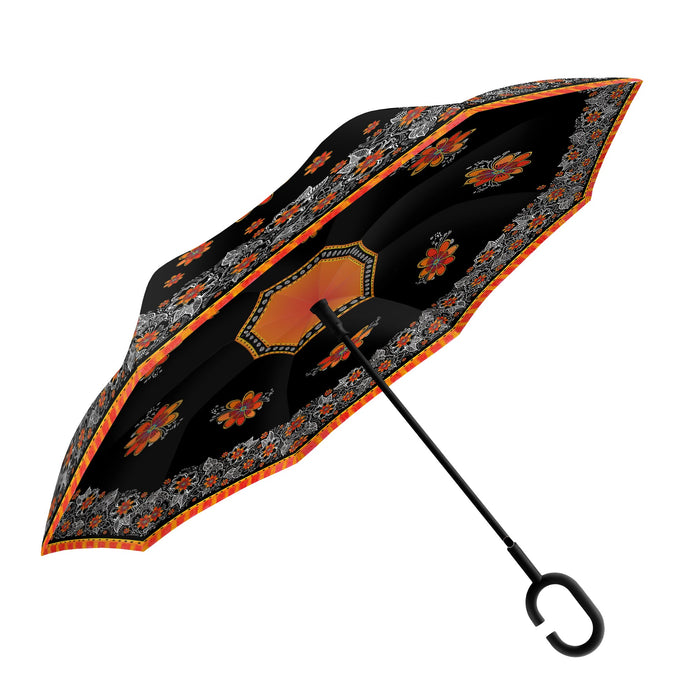 laurel burch Orange Blossoms Reverse-Close Stick Umbrella