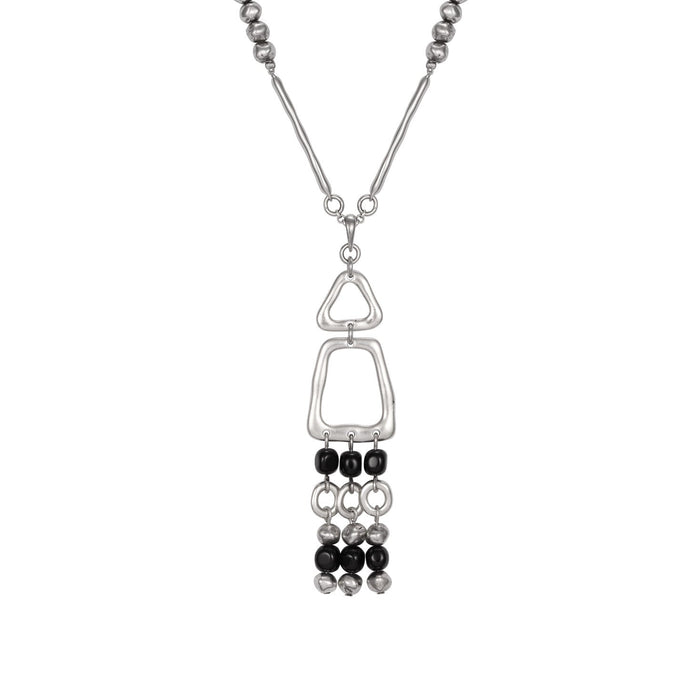 laurel burch Page Necklace Small - Silver/Black Beads