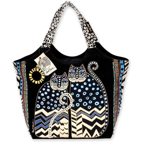 laurel burch Polka Dot Gatos Large Scoop Tote - Black