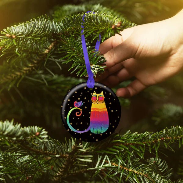 Laurel Burch Rainbow Cat Porcelain Keepsake Ornament