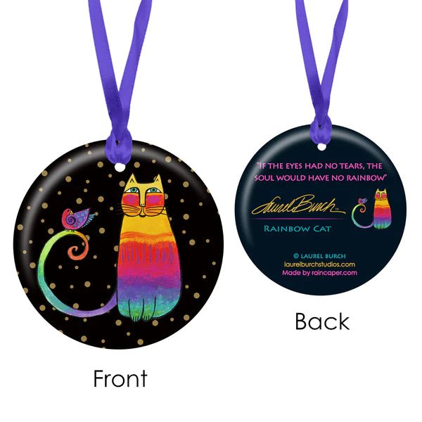 Laurel Burch Rainbow Cat Porcelain Keepsake Ornament