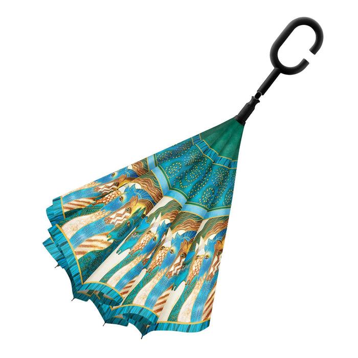 Laurel Burch Sky Mares Reverse-Close Stick Umbrella