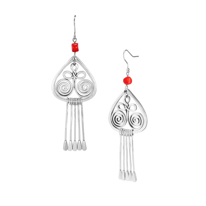 laurel burch Sunset Dangle Earrings - Silver/Red Beads