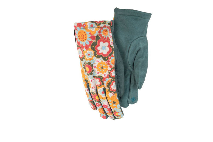 laurel burch Vintage Floral Sueded Touchscreen Gloves - Multi/Green