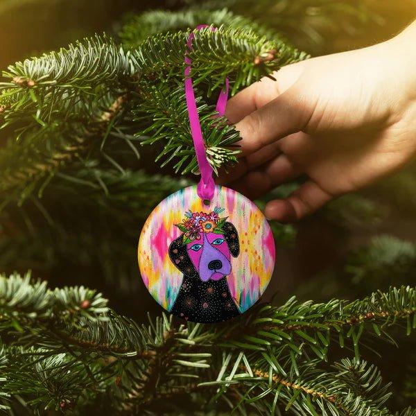 Laurel Burch Violet Doggy Porcelain Keepsake Ornament