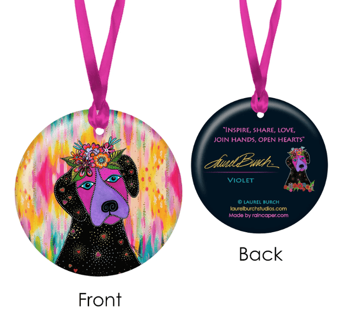 Laurel Burch Violet Doggy Porcelain Keepsake Ornament