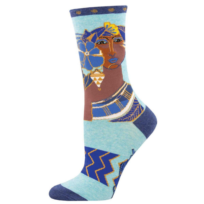 laurel burch Women’s Blossoming Woman Crew Socks – Blue Heather