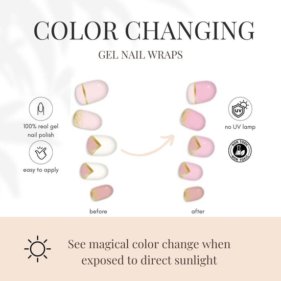 Lauren B. Beauty COLOR CHANGE Pink & Gold Delicate Geometric Gel Nail Wrap