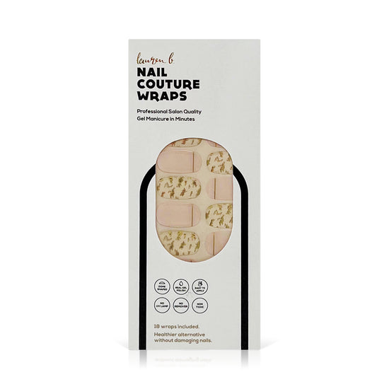 lauren b. beauty Gold Leaf & Blush Gel Nail Wrap Easy Non-Toxic No Dry Time