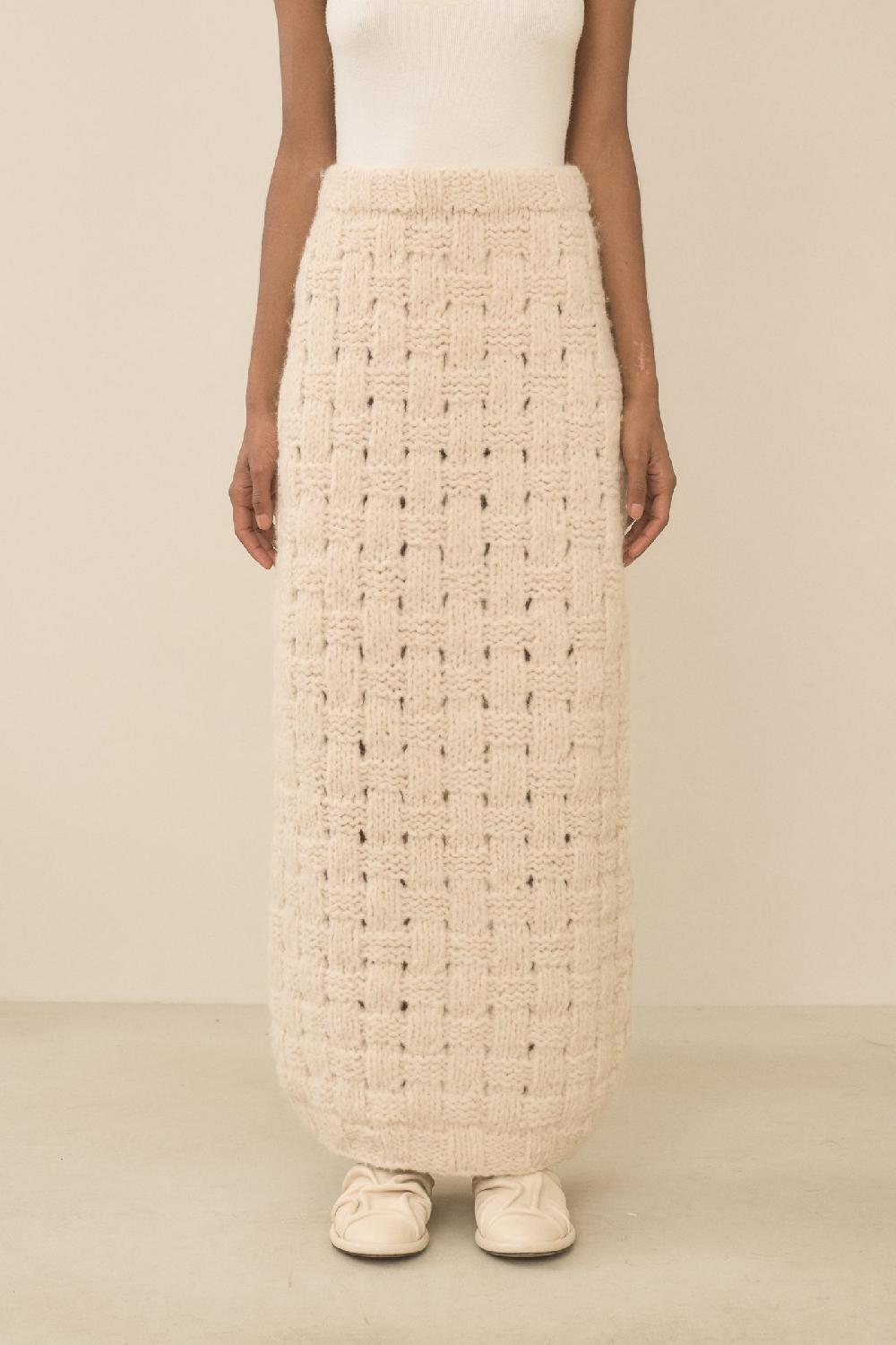 Lauren Manoogian HANDKNIT INTERLACE SKIRT ALABASTER