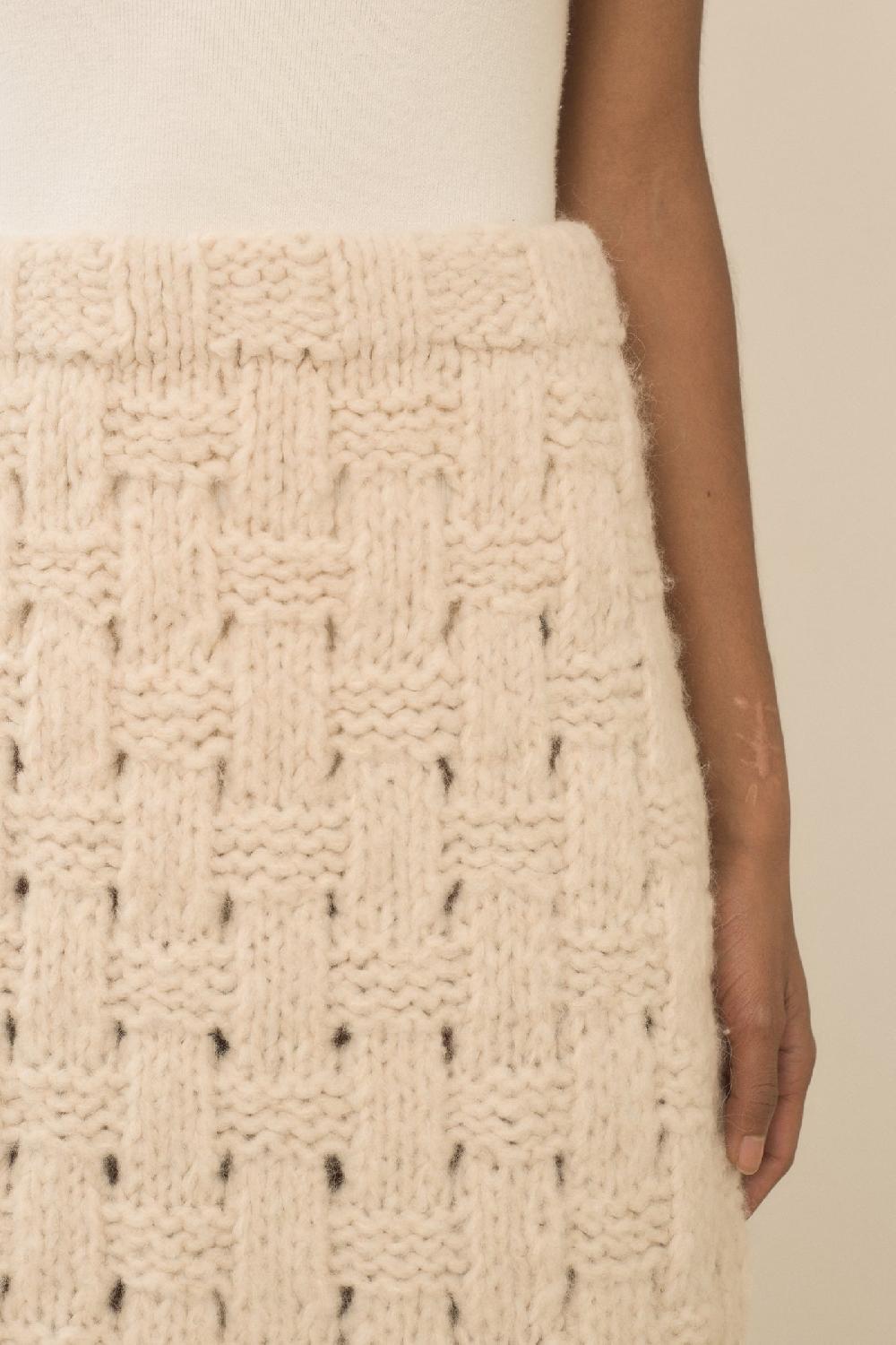 Lauren Manoogian HANDKNIT INTERLACE SKIRT ALABASTER