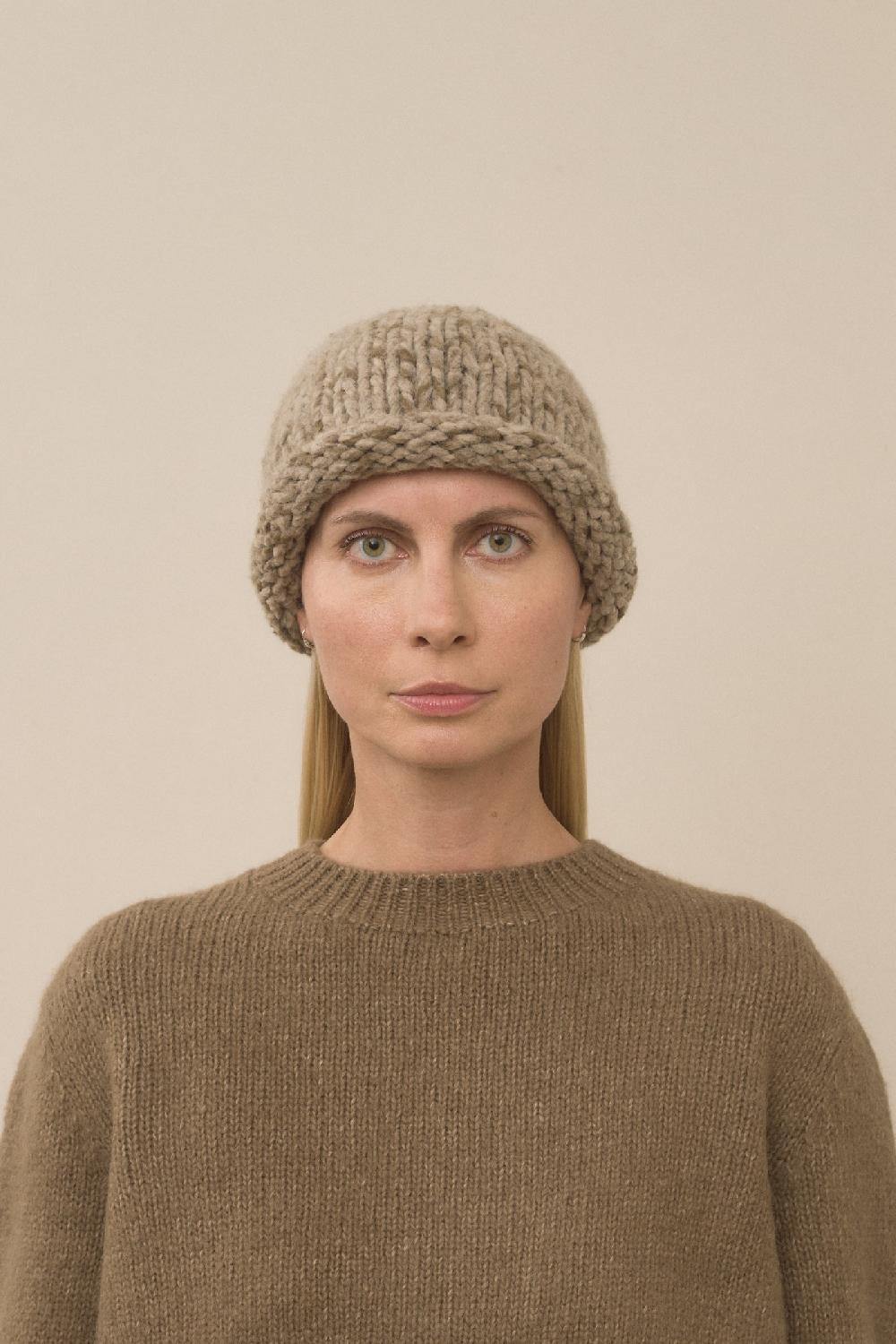 Lauren Manoogian HANDKNIT PAINT ROLL HAT TOBACCO PAINT