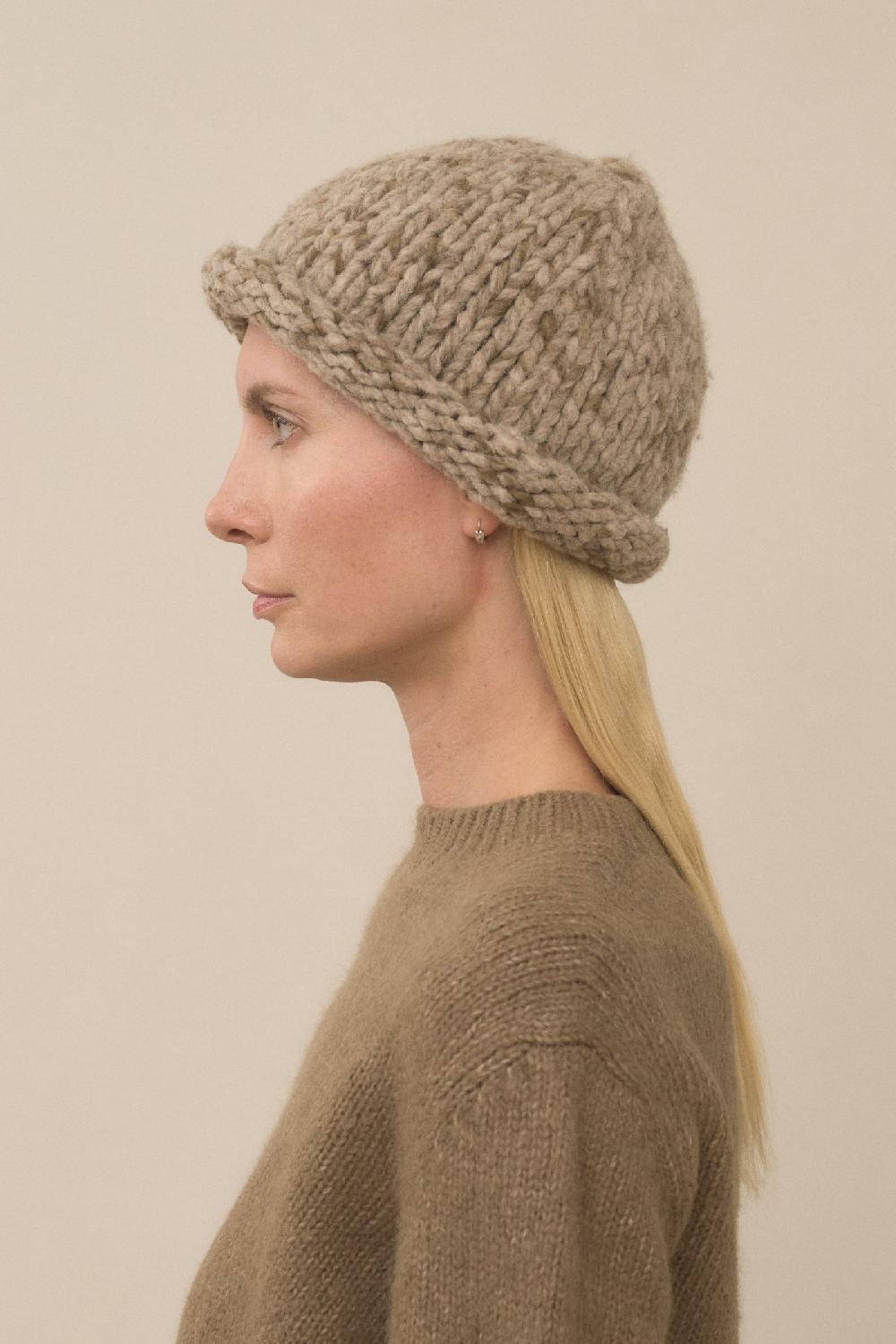 Lauren Manoogian HANDKNIT PAINT ROLL HAT TOBACCO PAINT