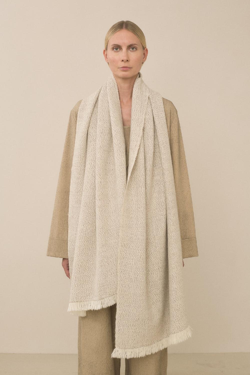 Lauren Manoogian HANDWOVEN SPECKLE WRAP TAUPE SPECKLE