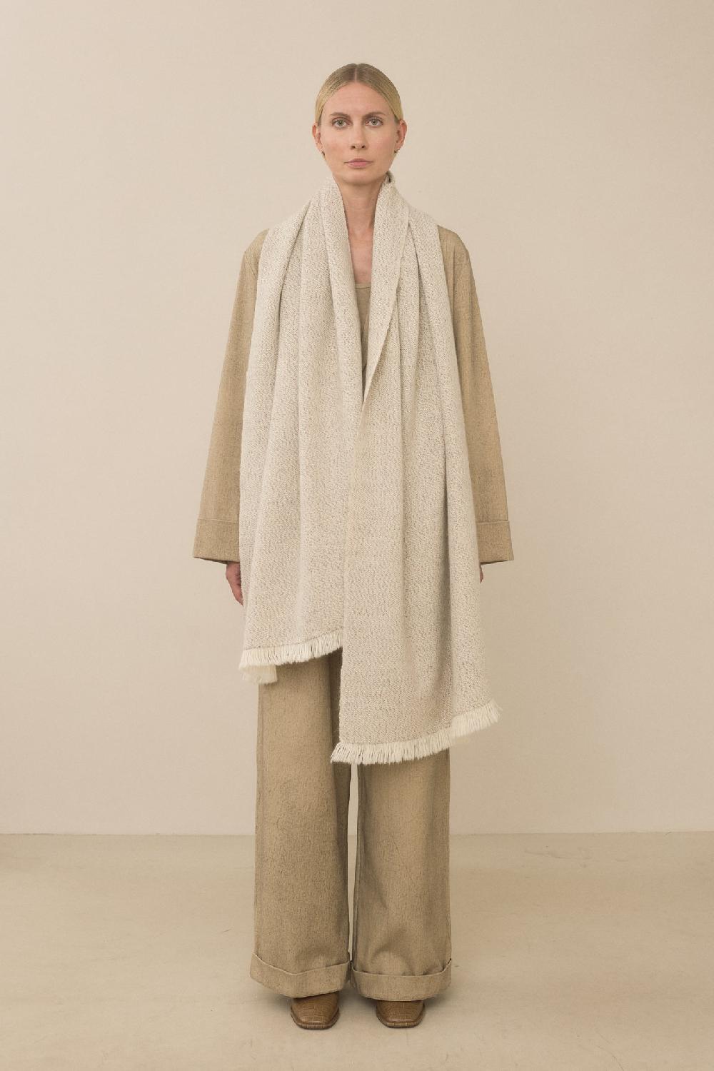 Lauren Manoogian HANDWOVEN SPECKLE WRAP TAUPE SPECKLE