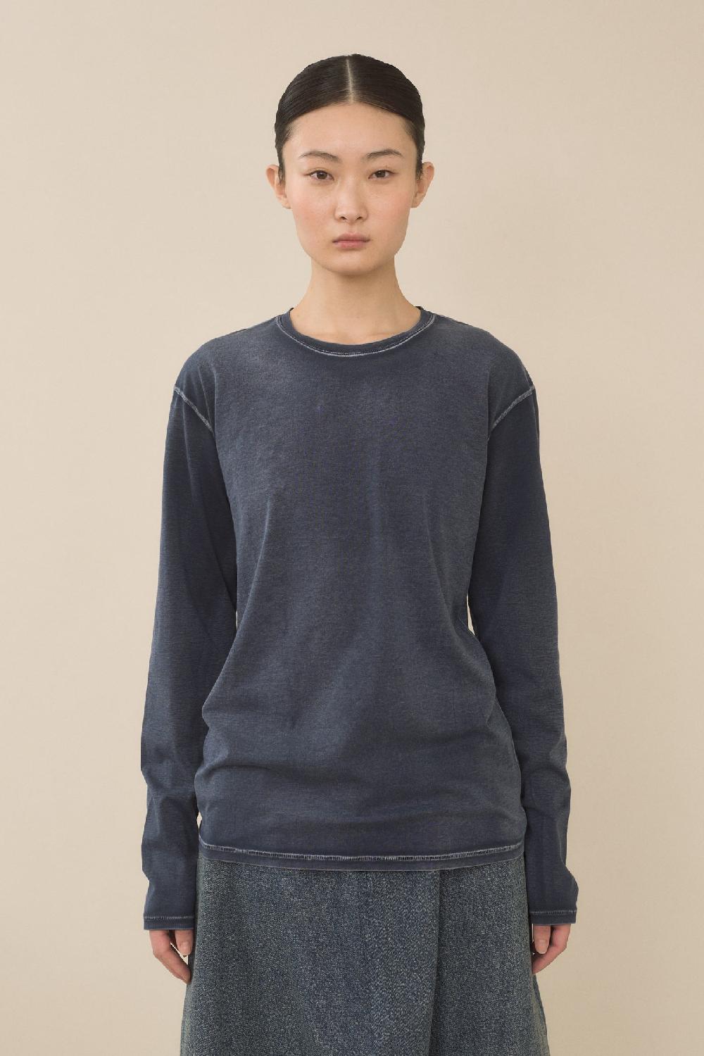 lauren manoogian BIAS LONG SLEEVE TEE INDIGO