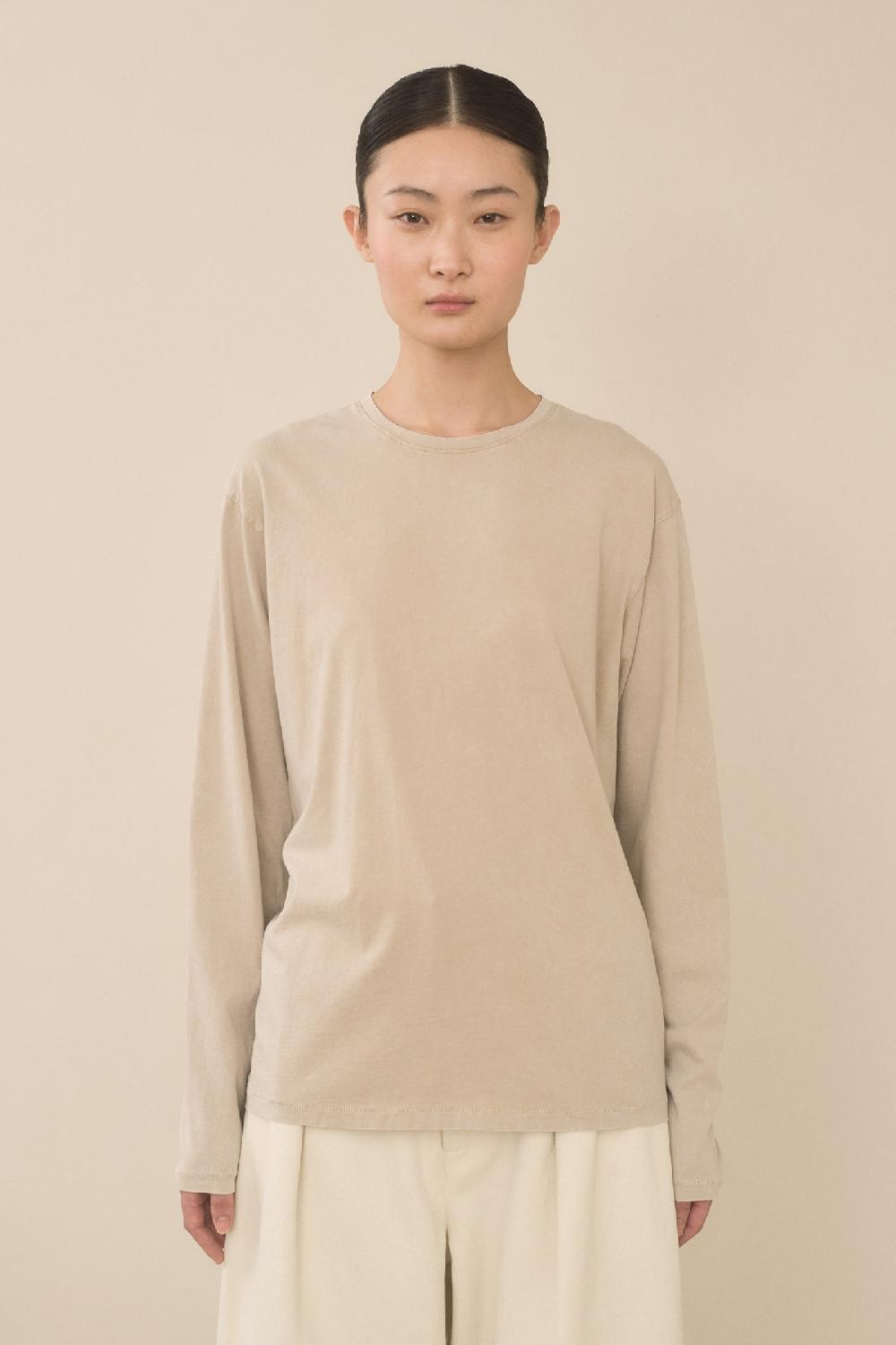 lauren manoogian BIAS LONG SLEEVE TEE SANDSTONE