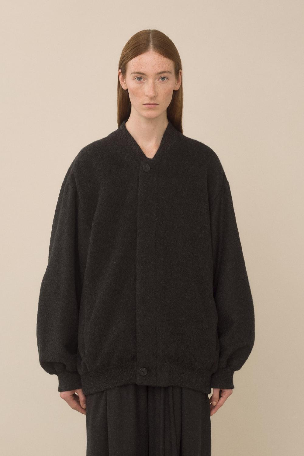 lauren manoogian BRUSHED BOMBER BLACK MELANGE