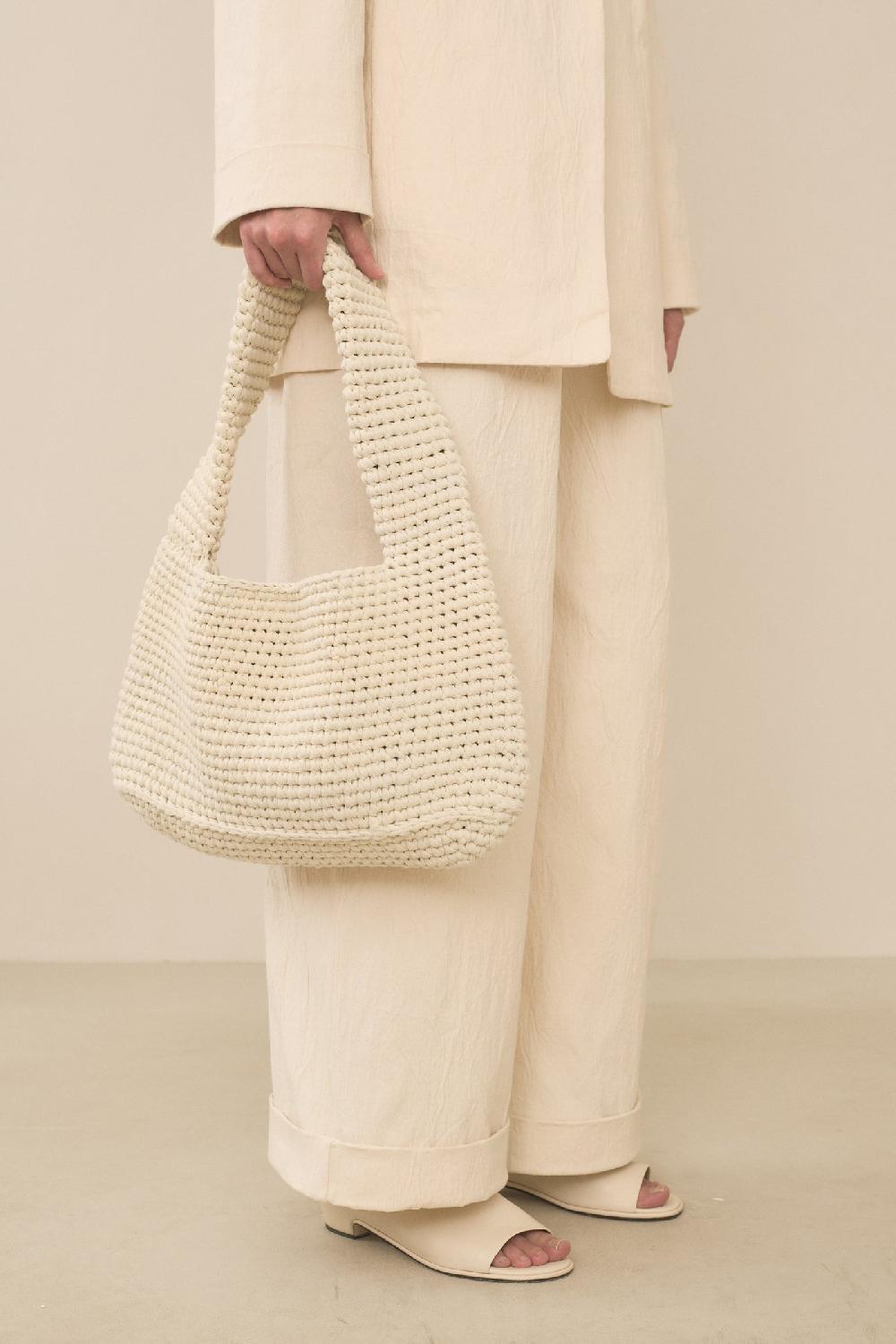 Lauren Manoogian CROCHET JERSEY BAG WASHED IVORY